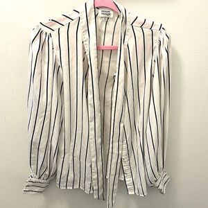 Unique Vintage Black and White Striped Button Down Shirt